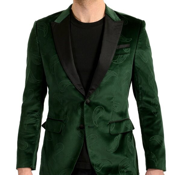 Hugo Boss Men's Helward Slim Fit Green Tuxedo Style Blazer US
